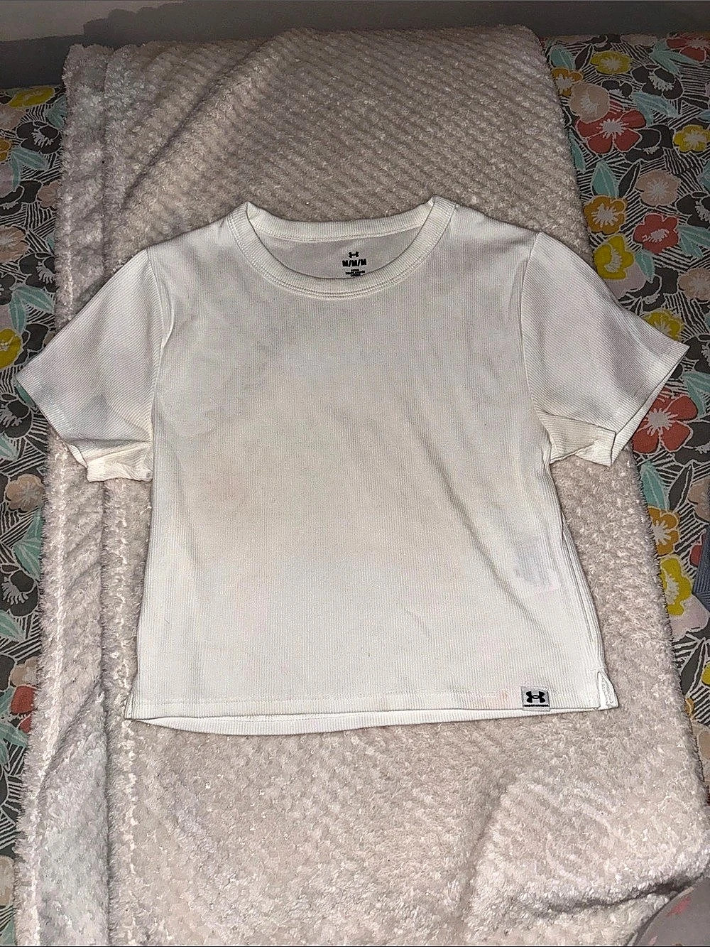 Under Armour UA Rival Rib Baby T-Shirt Ribbed Short Sleeve Tee Size Medium Like